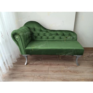 Dekoratif Bihter Koltuk Josefin Puf 130 cm Gümüş Ayak