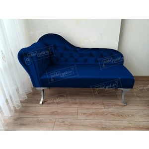 Dekoratif Bihter Koltuk Josefin Puf 130 cm Gümüş Ayak