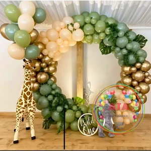 ^^ Doğum Günü Konsepti *Krom Gold*Kış Yeşili*Okaliptus*Ten Rengi* 100 lü Balon Zinciri Parti Seti