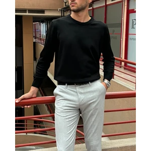 Erkek, Bisiklet Yaka, Slim Fit, Old Money, Yün-Akrilik Elyaf, Triko Kazak PLTK03