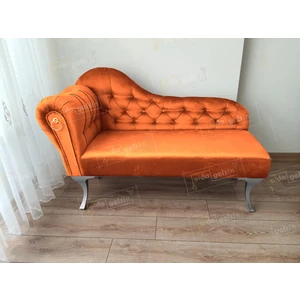 Dekoratif Bihter Koltuk Josefin Puf 130 cm Gümüş Ayak