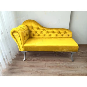 Dekoratif Bihter Koltuk Josefin Puf 130 cm Gümüş Ayak