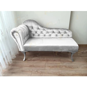 Dekoratif Bihter Koltuk Josefin Puf 130 cm Gümüş Ayak