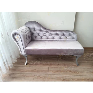 Dekoratif Bihter Koltuk Josefin Puf 130 cm Gümüş Ayak
