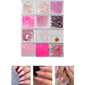 Tırnak Charm Tırnak Süsleme ve Makyaj Taşı, Nail Art Nail Charm Seti 12 Adet