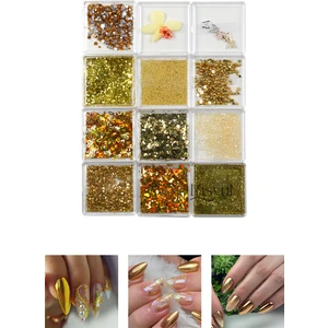Tırnak Charm Tırnak Süsleme ve Makyaj Taşı, Nail Art Nail Charm Seti 12 Adet