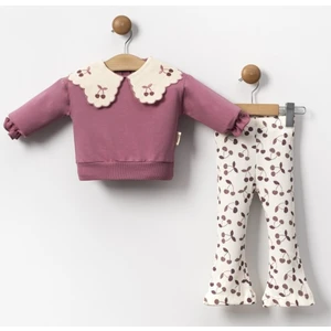 Vovido Kids Kiraz Yakalı İkili Kız Çocuk Takımı
