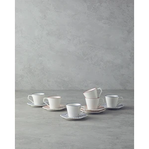 English Home Evie Bone Porselen 12 Parça 6 Kişilik Kahve Fincan Takımı 80 ml Turuncu-Mavi