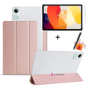 Redmi Pad Se 11" Tablet Kılıfı Ekran Koruyucu Kalem 3'lü Set Kapaklı Standlı Arkası Sert Transparan Kılıf