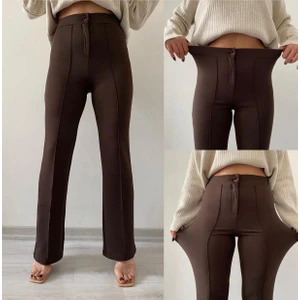 Paw Garage Çimalı Palazzo Pantolon, 4 Mevsim, En Boy Likralı, Favori Pantolon, Iş Pantolonu