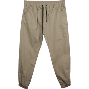 Maruf Shop Erkek Büyük Beden 118 KILO-180 Kilo Arası Için Uygun Bağcıklı Gabardin Jogger Pantolon Bej