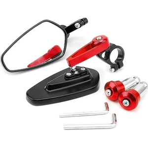 Motosiklet Katlanabilir Gidon Ayna Universal Model Ayarlanabilir Ayna Açılı Motor Gidon Aynası Kırmızı