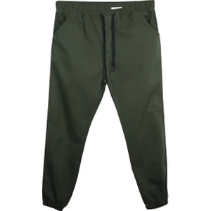 Maruf Shop Erkek Büyük Beden 118 KILO-180 Kilo Arası Için Uygun Bağcıklı Gabardin Jogger Pantolon Haki