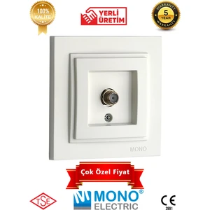 Beyaz Uydu Prizi F Konnektor Mono Despina Çerçeve Dahil