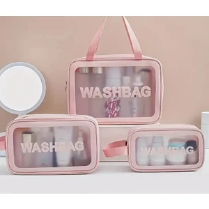 Trendy Chic Pvc Su Geçirmez Seyahat Makyaj Çantası 3 Adet Seyahat Saklama Çantası Seti