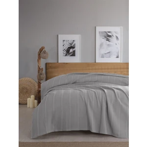 Tek Kişilik Waffle Pike 160x230 cm - %100 Pamuk - Petekli Tasarım - Gofre Pike - Gri