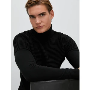 Balıkçı Yaka Kazak Slim Fit Dokulu Uzun Kollu