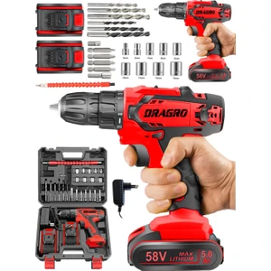 Alman 58 V 5 Ah Darbeli Bakır Sargılı Metal Şanzuman Şarjlı Çift Akülü Vidalama Copeer