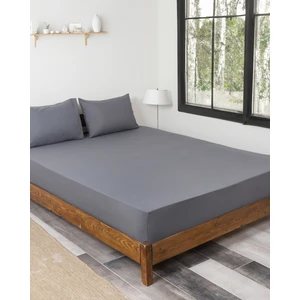 Rozet Tekstil Antrasit 180x200 Çift Kişilik Lastikli Çarşaf Takımı Fitted Pamuklu Dokuma Kumaş Yastık Kılıflı