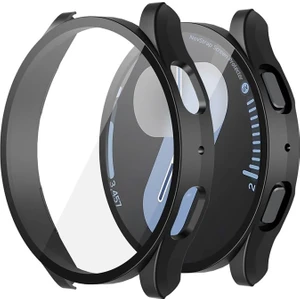 Novstrap Samsung Galaxy Watch 7 44MM ile Uyumlu Ekran Koruyucu Cam ve Kasa Koruyucu Kılıf Sert Pc