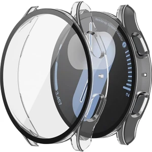 Novstrap Samsung Galaxy Watch 7 44MM ile Uyumlu Ekran Koruyucu Cam ve Kasa Koruyucu Kılıf Sert Pc