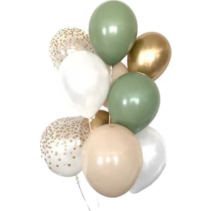 Parti Aşkı Metalik Beyaz -Krom Gold -Şeffaf -Küf Yeşili-Krem Renk Balon 12 Inç 30 Cm 15 Adet Doğum Günü Parti Balonu