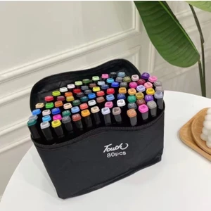 Bak Gel Al Touch Marker 80'li Çift Taraflı Siyah Kumaş Çantalı Keçeli Boya Kalem Seti