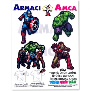 Armacı Amca Ütü Ile Yapışan 4 Adet Örme Kumaş Arma Yırtık Kapatıcı Pratik Yama Tekstil Patch Güç Süper Kahraman Lar
