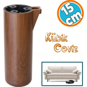 Mobilya Kapsül Ayak Yükseltici Kanepe Tv Ünitesi Koltuk Ayağı Baza Ayakları Kübik Ceviz 15 cm