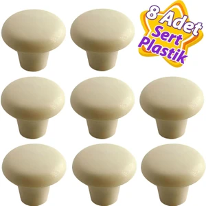 8 Adet Sert Plastik Mantar Düğme Kulp Krem Dolap Mobilya Mutfak Dolabı Çekmece Kapak Kulpu Kulbu