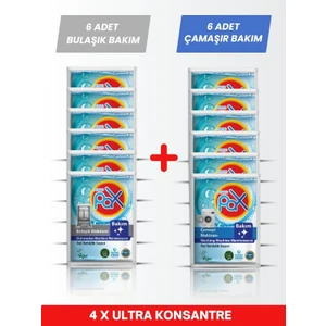 6 Adet Bulaşık + 6 Adet Çamaşır Makinesi Kazan Temizleme ve Bakım Tozu (4x Ultra Konsantre)