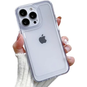 İphone 14 Pro Uyumlu Kristal Space Gümüş Buton Kamera Çıkıntılı Kılıf darbe emici Koruycu kapak
