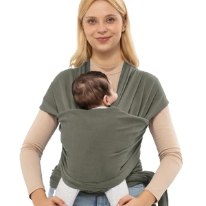 Natural Gri Wrap Sling - Pamuklu Esnek Bebek Taşıma Şalı - Yenidoğan Bebeklerin Ihtiyacı Olan Ten Teması ve M Pozisyonu