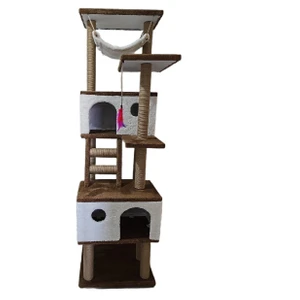 Hamaklı Yuvalı Urtra Lüks Kedi Tırmalama Evi ve Oyun Platformu