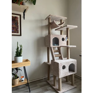 Hamaklı Yuvalı Urtra Lüks Kedi Tırmalama Evi ve Oyun Platformu