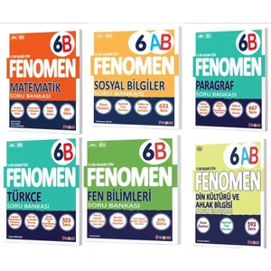 Fenomen Yayıncılık 6. Sınıf B Matematik Soru Bankası - Fen Bilimleri Soru Bankası - Türkçe Soru Bankası - Sosyal Bilgiler Soru Bankası 6'lı Set