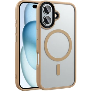 Apple iPhone 16 Kılıf Mat Arka Yüzey Wireless Şarj Özellikli Zore Flet Magsafe Kapak-Rose Brown