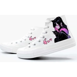 Lias Shoes Mor Kedili Anime Baskılı Çocuk Spor Ayakkabı Sneaker