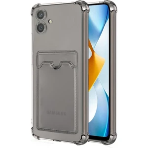Samsung Galaxy A06 Kılıf Darbe Emici Köşe Korumalı Kartlıklı Cüzdanlı Silikon Kapak - Füme
