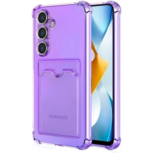 Samsung Galaxy A16 Kılıf Darbe Emici Köşe Korumalı Kartlıklı Cüzdanlı Silikon Kapak - Lila