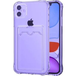 Apple iPhone 16 Plus Kılıf Darbe Emici Köşe Korumalı Kartlıklı Cüzdanlı Silikon Kapak - Lila