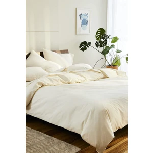 100X200 Lüks Tek Kişilik Natural Pamuk Saten  Nevresim Takımı (Lastikli Çarşaflı) 83 Tel Beyaz