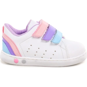 Kiko Kids Lunce Cırtlı Işıklı Kız Bebek Spor Ayakkabı Beyaz - Lila