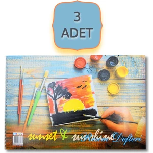 35 x 50 cm 15 Yaprak Karton Kapak Spiralli Resim Defteri 3 Adet