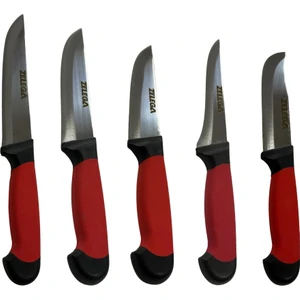 5'li Bıçak Seti Paslanmaz Çelikten Bıçak Kurban Seti, Profesyonel Bıçak Seti Kırmızı