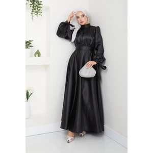 Kadın Giyim Moda Tesettür Saten Uzun Abiye Elbise 2746