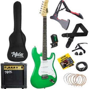 AGE-80GR Amfili Full Elektro Gitar Seti 4/4 Yetişkin 39 İnç Green