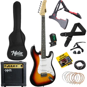 AGE-80SB Amfili Full Elektro Gitar Seti 4/4 Yetişkin 39 İnç Sunburs