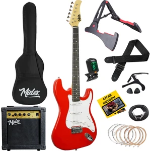 AGE-80RD Amfili Full Elektro Gitar Seti 4/4 Yetişkin 39 İnç RED
