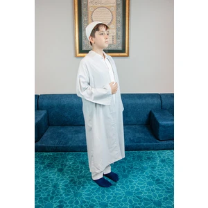 İhvan Online Gri Buhara Yaka Namaz Elbisesi Erkek Çocuk Cübbe
